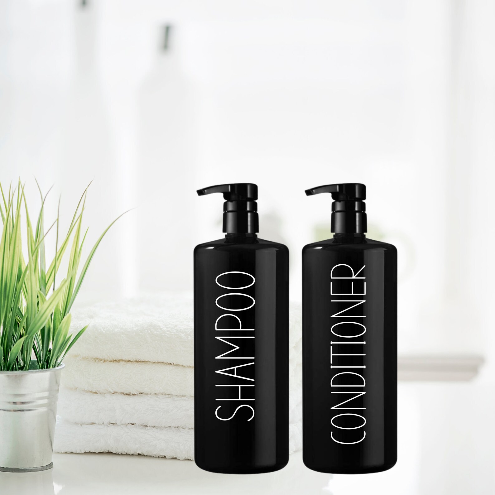 Black Shampoo and Conditioner Bottles Custom Black Plastic Etsy