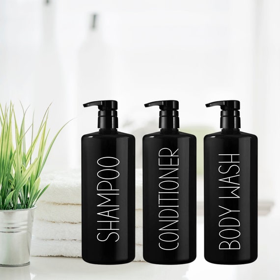Black Shampoo and Conditioner Bottles Custom Black Plastic Etsy