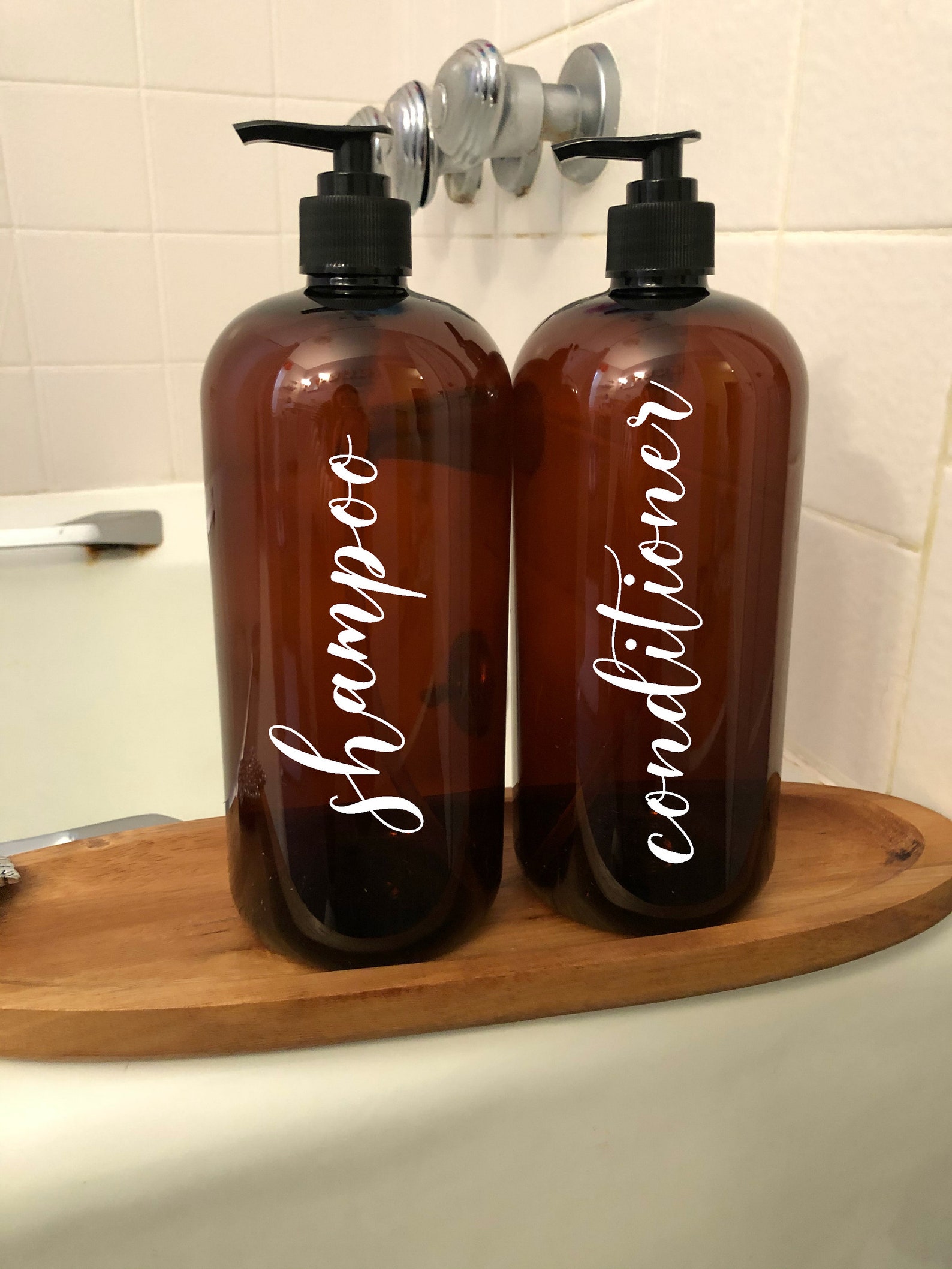 SHAMPOO CONDITIONER Plastic Dispenser Set White Soap Etsy