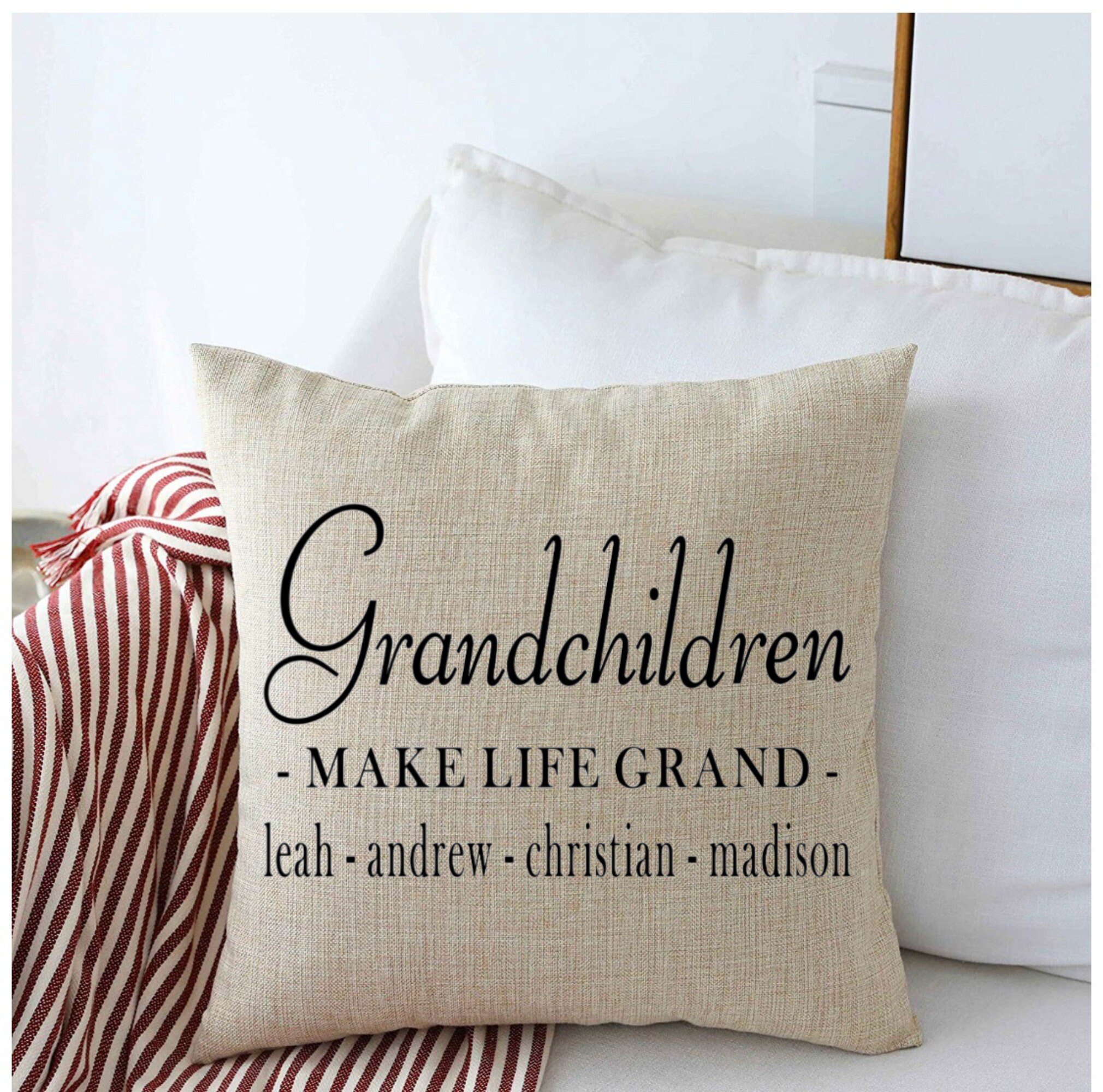 Grandchildren Throw Pillow Personalized Grandchildren Name Etsy