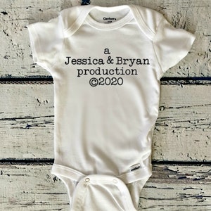 Custom Pregnancy Announcement Bodysuit Production bodysuit New Parents baby gift New Baby Bodysuit Gift image 3