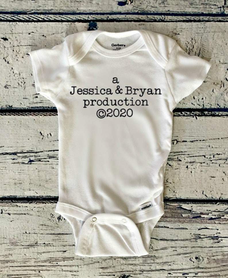 Custom Pregnancy Announcement Bodysuit Production bodysuit New Parents baby gift New Baby Bodysuit Gift image 3