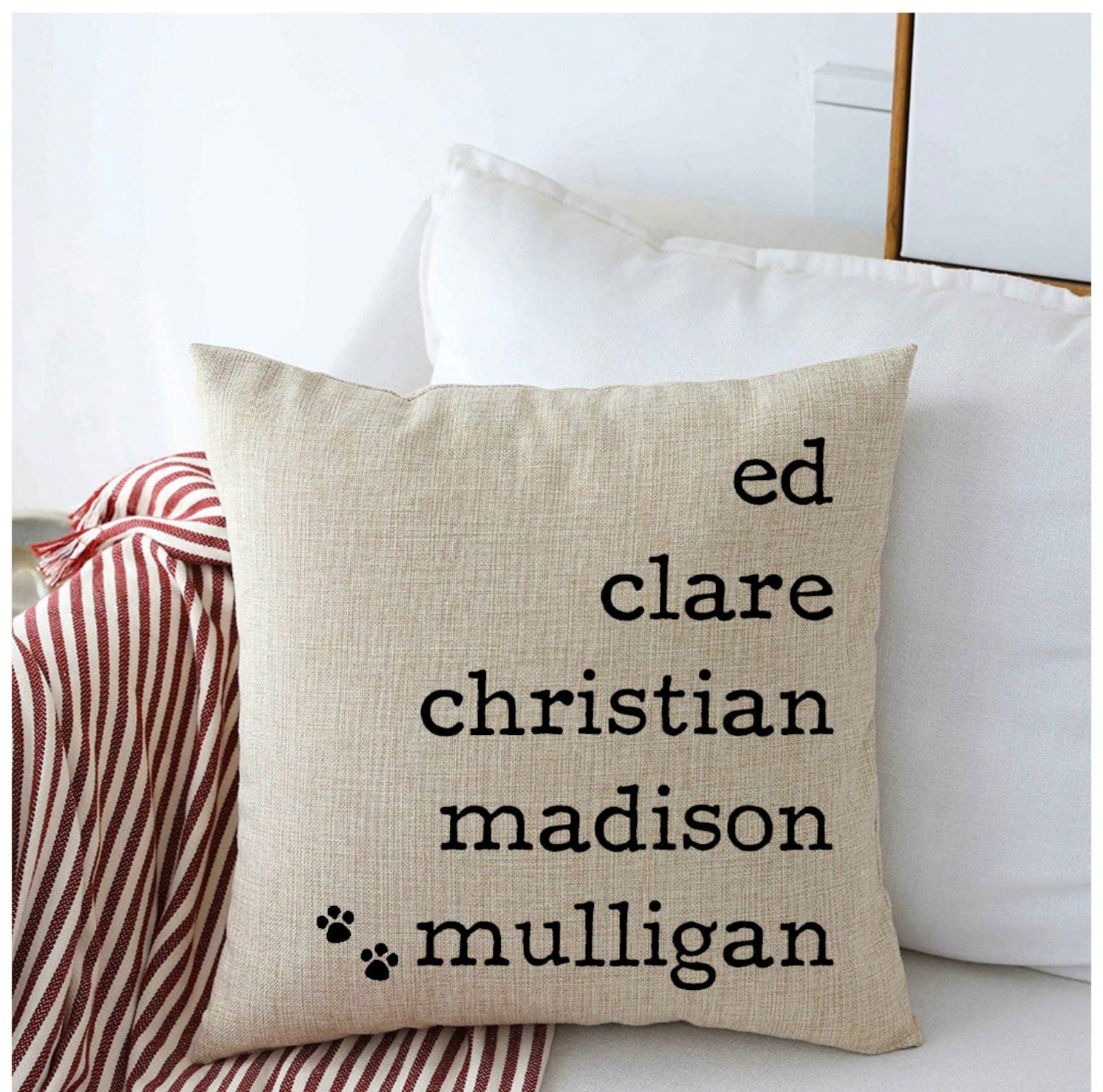 Family Names Throw Pillow Personalized Name Cushion Covers Etsy