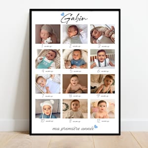 Affiche ma première année / NAISSANCE / 1 AN / Bébé / Décoration chambre / souvenirs / premier anniversaire bébé / cadeau