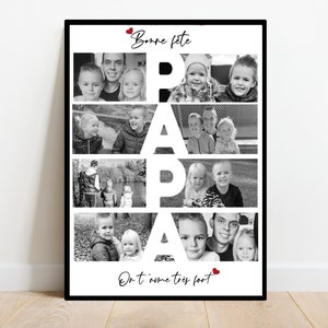 Affiche Papa personnalisée , format A4 ou A3 , photos collage , cadeau fête des pères , format numérique