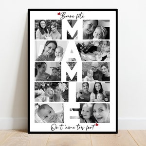 Affiche Mamie / bonne fête / cadeau personnalisé / montage photo / affiche A4 ou A3 / numérique / anniversaire / noël / fête des mamies