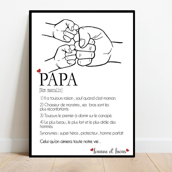 Affiche PAPA définition / Affiche BEAU-PAPA / personnalisé / cadeau anniversaire / Fête des pères