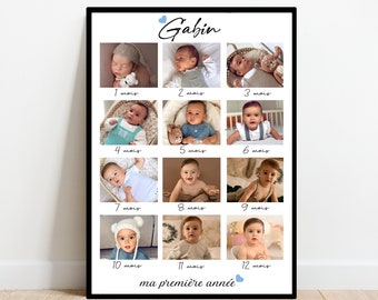 Affiche ma première année / NAISSANCE / 1 AN / Bébé / Décoration chambre / souvenirs / premier anniversaire bébé / cadeau