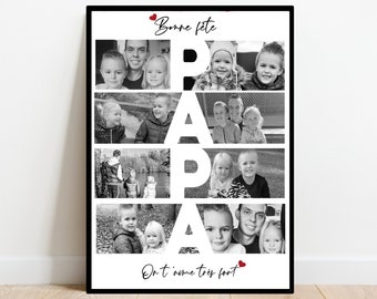 Fête des pères / AFFICHE PAPA / bonne fête   / affiche A4 A3 / cadeau personnalisé / montage photo PAPA / numérique / anniversaire / Noël