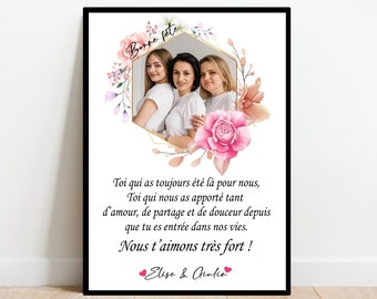 BELLE-MERE AFFICHE A4 / cadeau unique / fête maman / souvenirs / texte personnalisable / Numérique