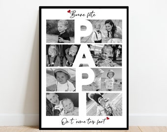 Fête des papis / AFFICHE PAPI / bonne fête / cadeau personnalisé / montage photo PAPI / affiche A4 / numérique / anniversaire / noël