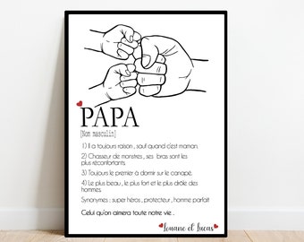 Affiche PAPA définition / Affiche BEAU-PAPA / personnalisé / cadeau anniversaire / Fête des pères