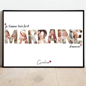 Godmother POSTER A4 A3 / unique GIFT / baptism / souvenirs / customizable text / Digital / gift / Christmas