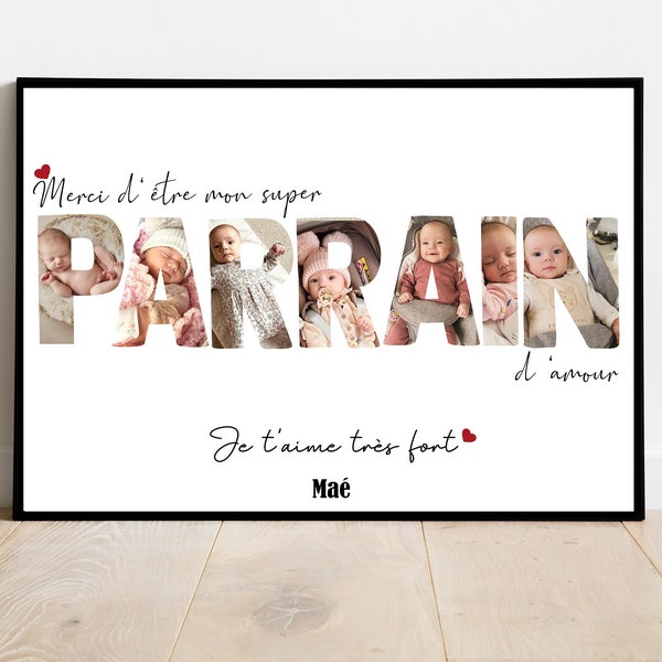GODFATHER POSTER A4 or A3 / unique GIFT / baptism / souvenirs / customizable text / Digital / godmother