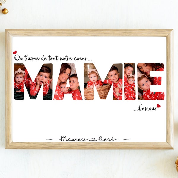 fête MAMIE /  / affiche A4 / numérique / cadeau  / souvenirs petits enfants / joyeux Noël mamie / grand-mère / Nanou / Mamy papy