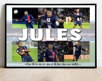 Affiche Foot personnalisée / PSG / Real de Madrid / France / MBAPPE  / Bellingham autres joueurs / cadeaux de Noël enfant ado , anniversaire