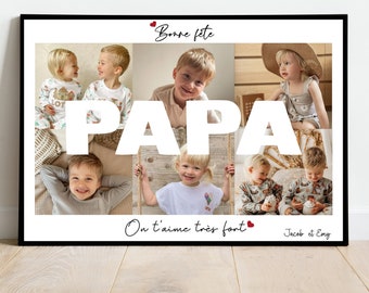 Fête des pères / AFFICHE PAPA / bonne fête / cadeau personnalisé / montage photo PAPA / affiche A4 / numérique / anniversaire / Noël