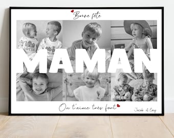 Fête des mères / AFFICHE MAMAN / bonne fête / cadeau personnalisé / montage photo MAMAN / affiche A4 A3 / numérique / anniversaire / Noël