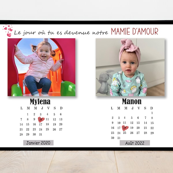 Fête mamie / Affiche personnalisée / numérique / Cadeau mamie / date naissance