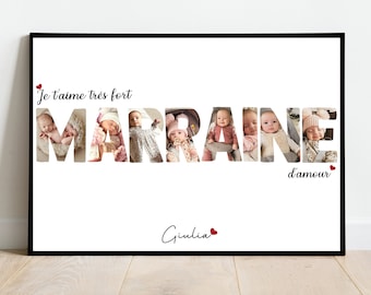 Marraine AFFICHE A4 A3 / CADEAU unique / baptême / souvenirs / texte personnalisable / Numérique / cadeau / Noël