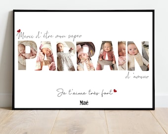 GODFATHER POSTER A4 or A3 / unique GIFT / baptism / souvenirs / customizable text / Digital / godmother