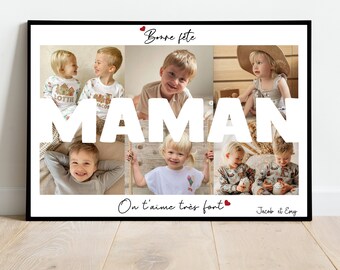 Fête des mères / AFFICHE MAMAN / bonne fête / cadeau personnalisé / montage photo MAMAN / affiche A4 A3 / numérique / anniversaire / Noël