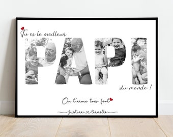 AFFICHE PAPI A4 A3 PHOTO / grand-père / photo famille / cadeau personnalisé / fête des papis / noël / cadeau papi et mamie