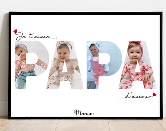 Affiche PAPA personnalisée A4 ou A3 / Bonne fête / fête des pères / cadeau / numérique / affiche A4 / cadeau de Noël / Anniversaire