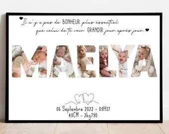 FIRST NAME BIRTH POSTER / personalized gift / baptism / digital poster / first name photo / Christmas