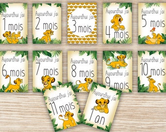 SIMBA STEP CARDS / birth souvenirs / baby gift / photo accessory