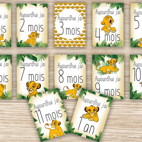 CARTES ETAPES SIMBA / souvenirs naissance / cadeau bébé / photo accessoire