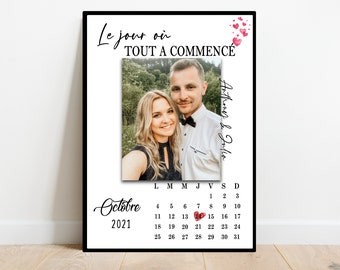 CADEAU SAINT-VALENTIN / affiche couple / calendrier / rencontre / affiche personnalisée / mariage