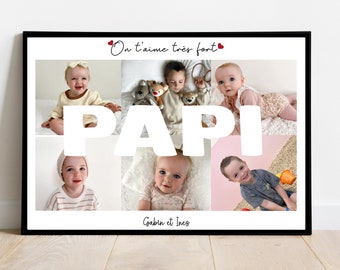 Bonne fête PAPI / AFFICHE PAPI / bonne fête / cadeau personnalisé / montage photo papi / affiche A4 / numérique / anniversaire / noël / papy