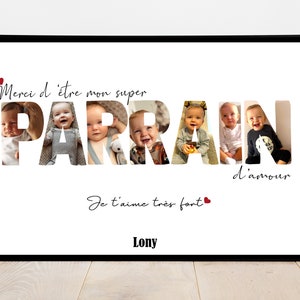 MARRAINE AFFICHE A4 A3 / CADEAU unique / baptême / souvenirs / texte personnalisable / Numérique / cadeau / Noël parrain Parrain