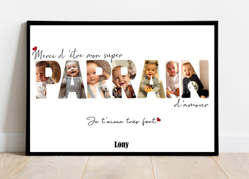 MARRAINE AFFICHE A4 A3 / CADEAU unique / baptême / souvenirs / texte personnalisable / Numérique / cadeau / Noël parrain Parrain