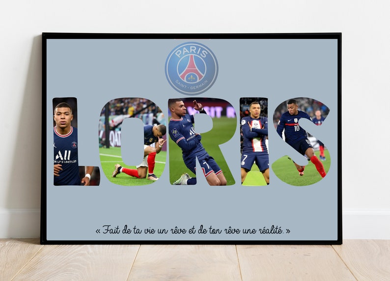 Affiche Foot ou Rugby personnalisée / PSG / MBAPPE / RONALDO / Griezmann autres joueurs / cadeaux de Noël enfant ado , anniversaire image 5