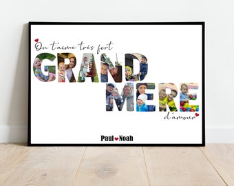 Affiche Grand-mère Bonne fête / affiche A4 / numérique / cadeau  / souvenirs petits enfants / joyeux Noël mamie