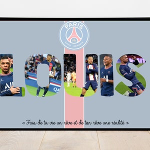 Affiche Foot ou Rugby personnalisée / PSG / MBAPPE / RONALDO / Griezmann autres joueurs / cadeaux de Noël enfant ado , anniversaire image 1