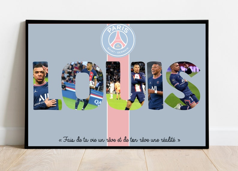 Personalized Football or Rugby poster / PSG / MBAPPE / RONALDO / Griezmann other players / Christmas gifts for children, teenagers, birthdays image 1