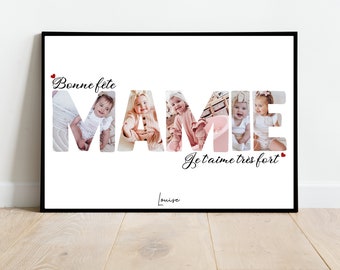 Affiche A4 ou A3 bonne fête  MAMIE  / cadeau personnalisé / Fête grand-mère / Personnalisé / Photo texte / Noël