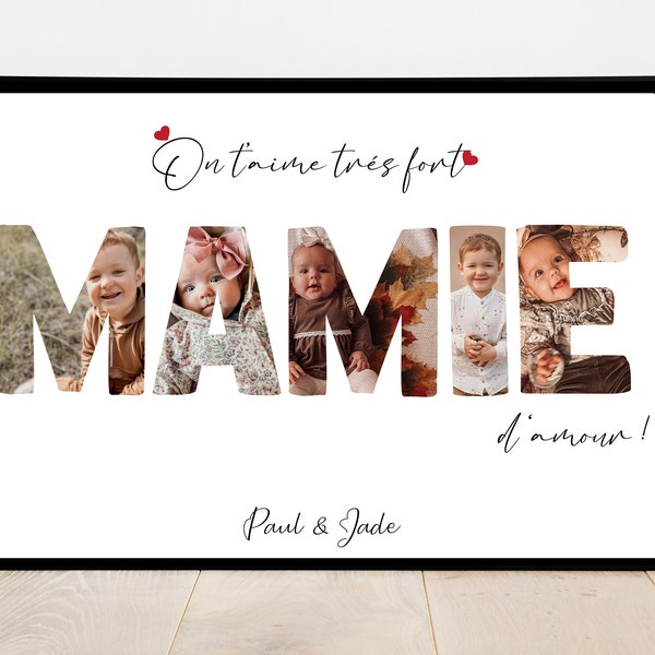 Affiche MAMIE Bonne fête / affiche A4  A3  / numérique / cadeau  / souvenirs petits enfants / joyeux Noël mamie