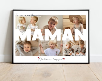 Fête des mères / AFFICHE MAMAN / bonne fête / cadeau personnalisé / montage photo MAMAN / affiche A4 A3 / numérique / anniversaire / Noël