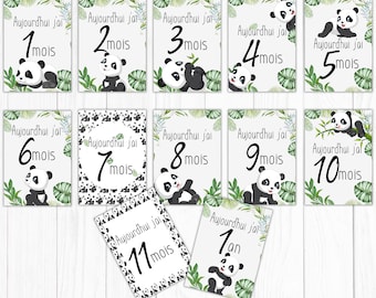 CARTES ETAPES PANDA / souvenirs naissance / cadeau bébé / photo accessoire