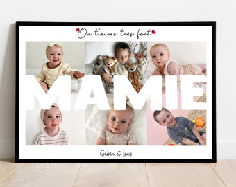 MAMIE / AFFICHE mamie A4 ou A3 / bonne fête / cadeau personnalisé / montage photo mamie /numérique / anniversaire / noël / mamie