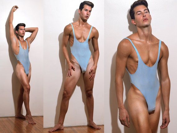 A Babyblue Singlet / Thong Bodysuit for Guys 