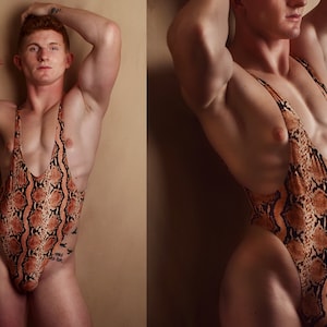 A - Justaucorps serpent corail / maillot de corps de lutte / string pour homme