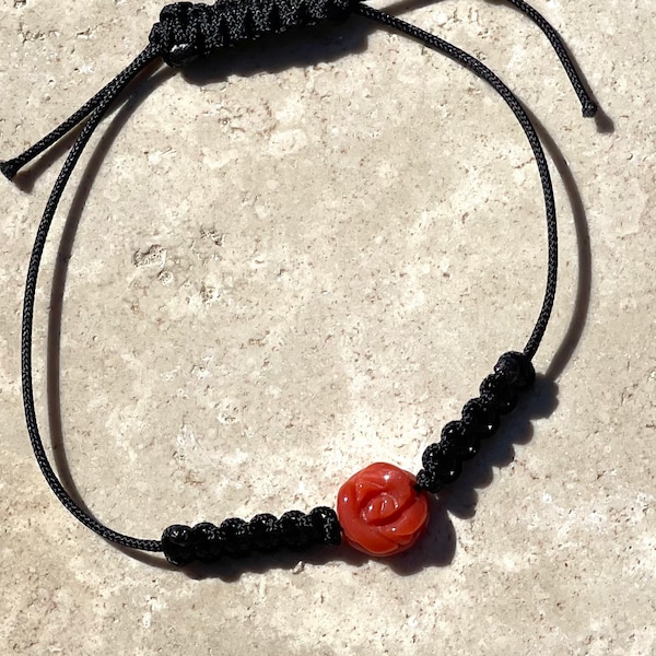 Bracelet rose corail rouge