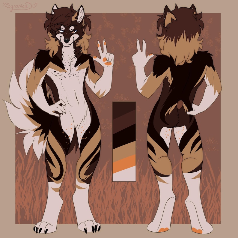 Hoja de referencia de la Comisión Furry Arte Fursona personalizado frontal y posterior imagen 6