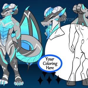 Kolorowanka męski smok Scalie Ref Sheet Base Package Furry Art Digital Download DIY YCH .PSD File (Przed zakupem przeczytaj opis!!!!)
