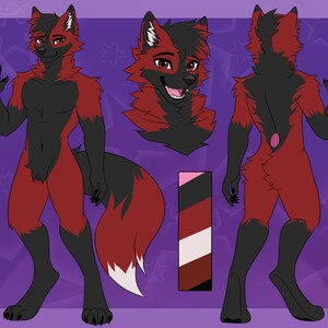 Hoja de referencia de la Comisión Furry Arte Fursona personalizado frontal y posterior imagen 7